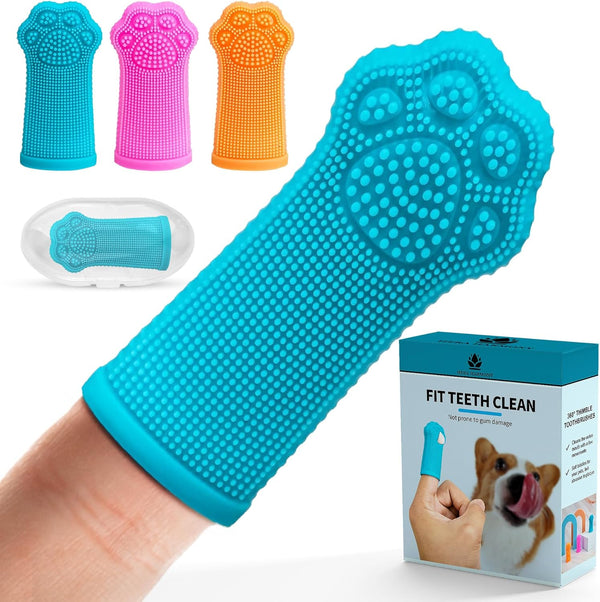 Hera Harmony Finger Toothbrush for Dogs & Cats, Soft Silicone Pet Dental Care Brush