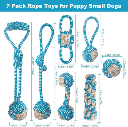 7 Pack Puppy Rope Toys, Dog Tug Rope for Small Dogs, Teething Rope for Chewing and Cleaning Teeth