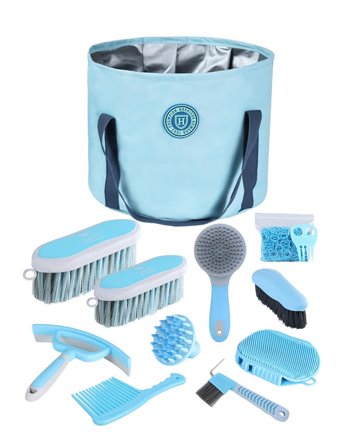 Harrison Howard Horse Grooming Kit 9 Piece with Tote, Non-Slip Silicone Grip