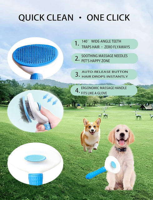 6 Dog Cat Grooming Kit, Brushes, Dematting Rake and Comb, Nail Clipper, Nail File, Flea Comb (Blue Kits)
