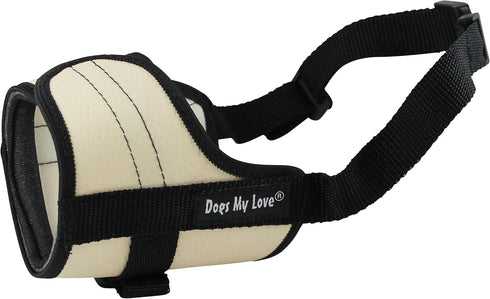 Adjustable Dog Muzzle, Beige, 6 Sizes (XXS: 4.5"-6.5" Snout Circumference)