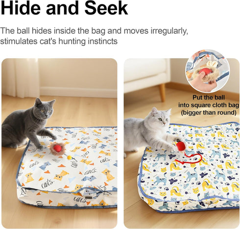 Petmarket 2 Automatic Cat Toy, Cat Interactive Toy With Auto-Moving Balls In Cat Play Mat, Cat Mat Toy