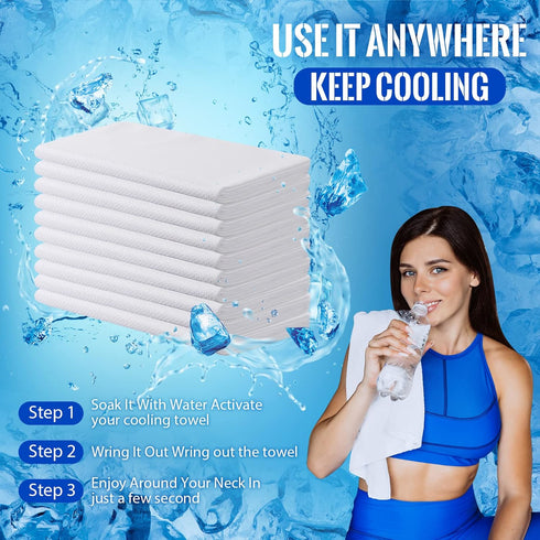 24 Count 40"x12" BBTO Sublimation Cooling Towels Bulk for Sports White Golf Sweat Gym Towel Ice Breathable Soft Chilly