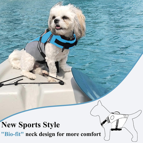 VIVAGLORY Sports Style Dog Life Vest, Life Jacket for Swimming & Boating, XS, Blue