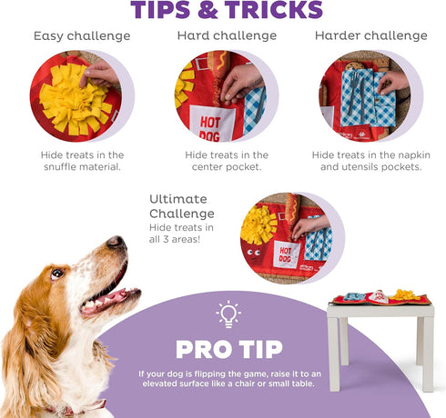 2 Outward Hound by Nina Ottosson Activity Matz Fast Food Fun Plush Dog Puzzle Mat Dog Enrichment Dog Toy, Level