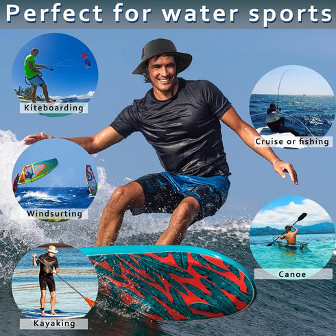 Surf Bucket Hat with UPF 50+ UV Protection, Waterproof Sun Hat with Adjustable Chin Strap for Water Sports