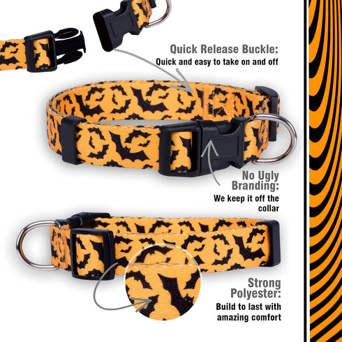 Halloween Dog Collar by Native Pup (Large, Bats)