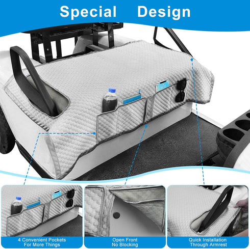 Golf Cart Seat Covers for EZGO, Club Car, Enhanced Quality Material, 50.2''x 29.7'', Easy to Install, Gray Golf Cart