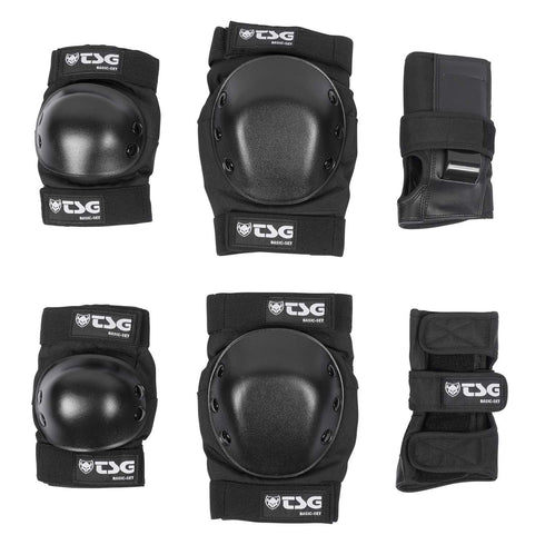 TSG Basic Pad Set, All in One Skateboard Protection Set of Knee Pads, Elbow Pads, Wrist Guards, Hardshell