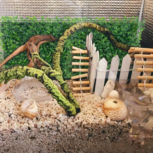 Rainmae 2Pack Hermit Crab Climbing Wall Faux Grass Mat, 10x10 inch Plastic Aquarium Plants for Gecko Lizard