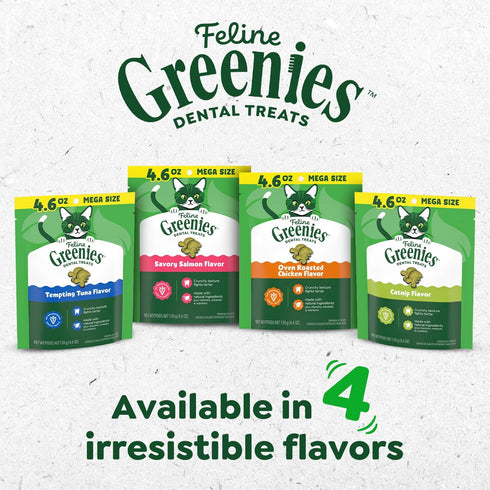 Veterinarian-Recommended 4.6 oz. Greenies Cat Treats, Feline Adult Natural Dental Cat Treats, Oven Roasted Chicken