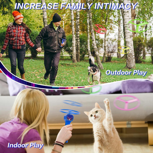 HOMQYTE 6 Rechargeable Disc Launcher with Flying Spinners for Outdoor Activities Game White Elephant Gift Fidget Toys