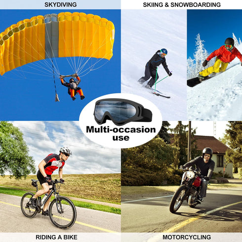Ski Goggles - Motorcycle Goggles, 3 Pack Snowboard Snow Goggles for Men, Women, Adult, Youth