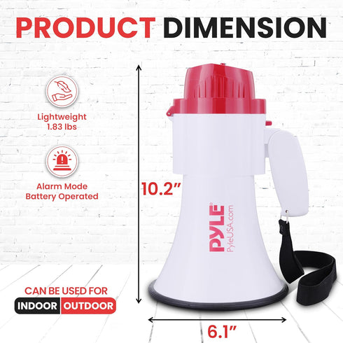 Pyle Portable Bullhorn Megaphone Speaker, 30W Power with Built-in Siren & Voice Recorder, 800 Yard Range