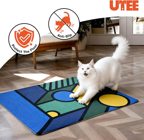 24x32, UTEE Cat Rug for Indoor Cats, Non-Slip Pet Mat Belgian Loop Pile Cat Play & Feeding Mat, Scratch-Resistant