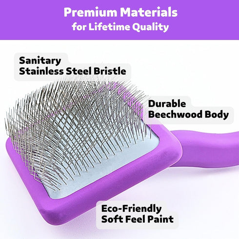 Dog Slicker Brush, Best for Poodles, Doodles, Long Haired Dogs, Perfect for Dematting & Detangling, Large