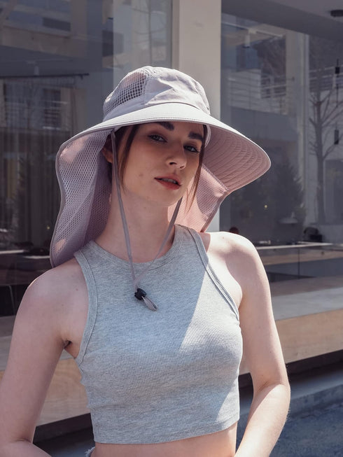 LMLALML Women's Sun Hats, Wide Brim UPF 50+ UV Protection Hiking Fishing Gardening Hats with Neck Flap