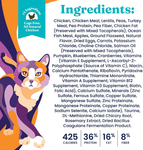 Solid Gold Indoor Dry Cat Food - Grain & Gluten Free, Chicken, 3lb, for Hairball & Sensitive Stomach