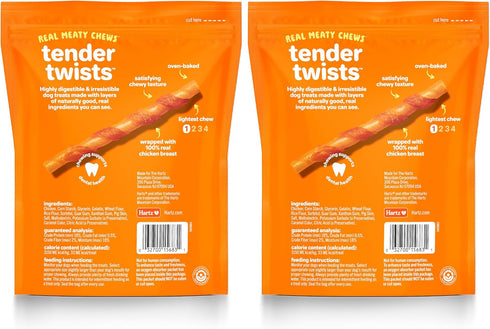 72 Count Hartz Oinkies Tender Twists with Real Chicken Breast Rawhide-Free Dog Treats, Highly Digestible Dog Chews