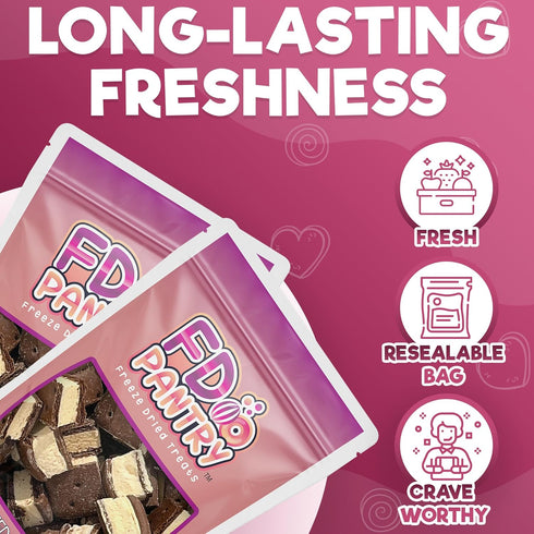 2 Pack, 2.5 oz, Freeze Dried Ice Cream Sandwich Bites, Vanilla, Crunchy & Sweet Snack, Dehydrated, Resealable Gift Bag