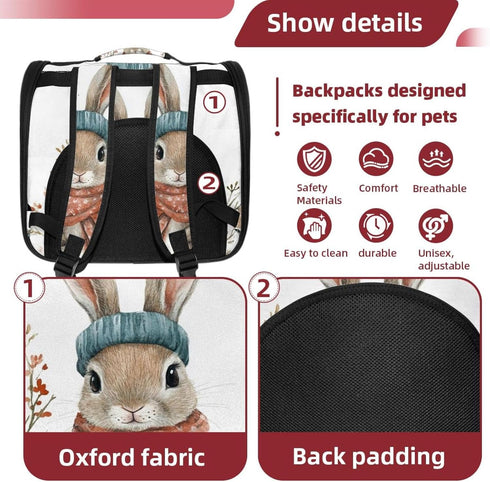 Portable Pet Carrier for Small Dogs and Cats with Safety Zippers - Stylish Bunny Design