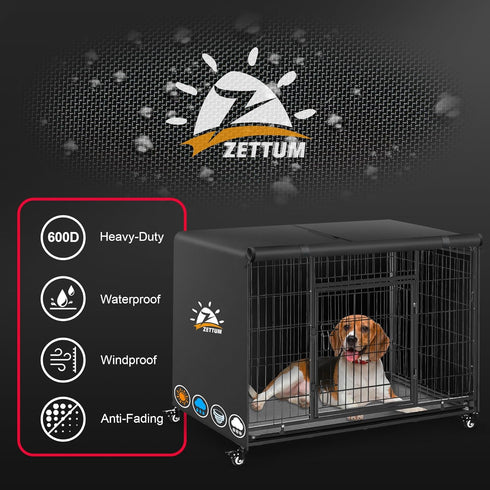 Dog Crate Cover 54 Inch, 600D Waterproof & Heavy Duty Kennel Crate Covers, Universal Fit for Most Wire Pet Crates