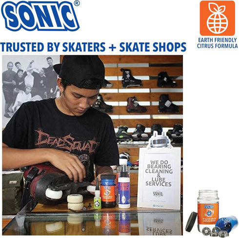 SONIC Turbo Wash, Complete Skate Bearing Cleaning Kit, Includes 8 oz Citrus Cleaner, Made in USA