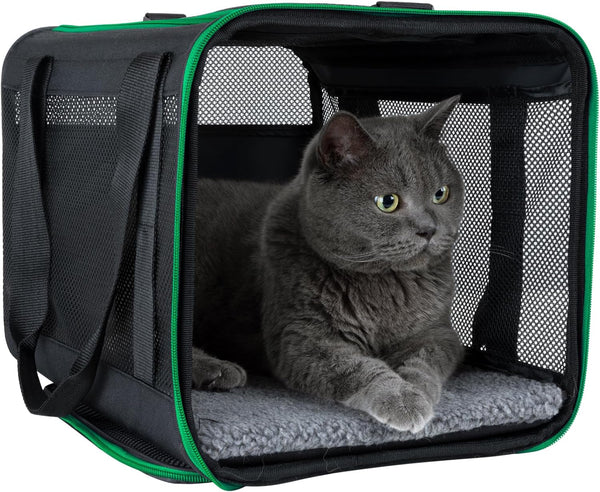 Quick-in Pet Carrier for Cats. 360 Airy Mesh Windows Let Fur-Kids See