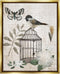 Stupell Industries Botanical Bird Cage Vintage Words Butterfly Motif Floating Wall Art, Design By Nan