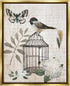 Stupell Industries Botanical Bird Cage Vintage Words Butterfly Motif Floating Wall Art, Design By Nan