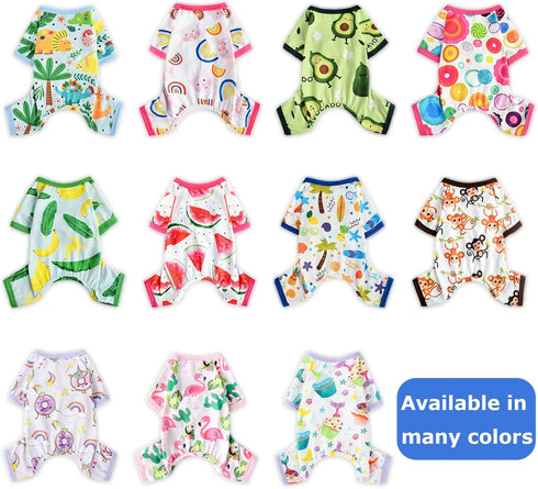 Dog Pajamas Pjs for Spring Summer - Soft Stretchy Onesies for Small Dogs, Cat Pet Jammies Outfit