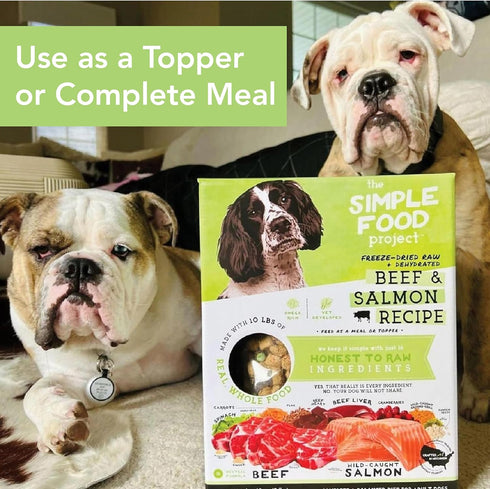 Simple Food Project Beef & Salmon Recipe, Freeze Dried Raw Food for Dogs, 24 oz