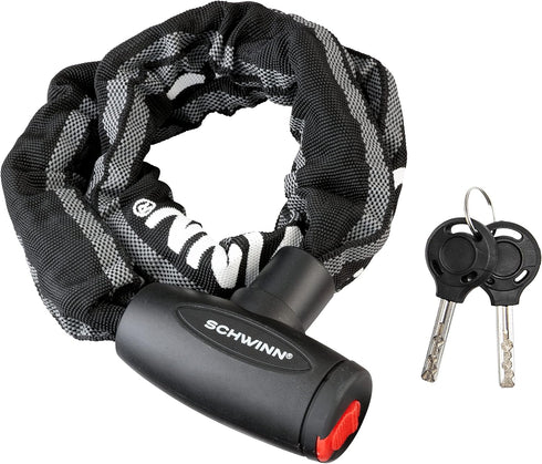 Schwinn 3 Feet x 8mm Reflective Chain Key Lock for Bike, Security Level 4 Anti Theft