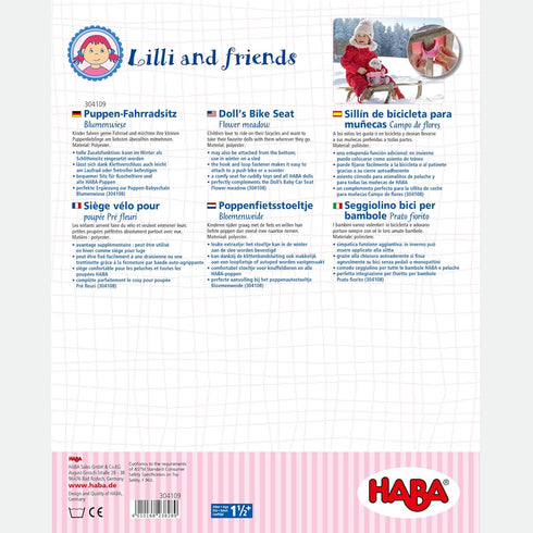 HABA Soft Doll Bike Seat – Baby Doll Accessories for Toddler, Seat Attachment for Scooters, Trikes & Bikes, Fits Most