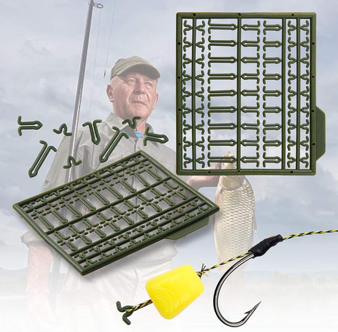 Fishing Carp Hair Boilie Rigs Kit, 45pcs with Curved Barbed Carp Hook, Braided Line, Bait Stopper Tool