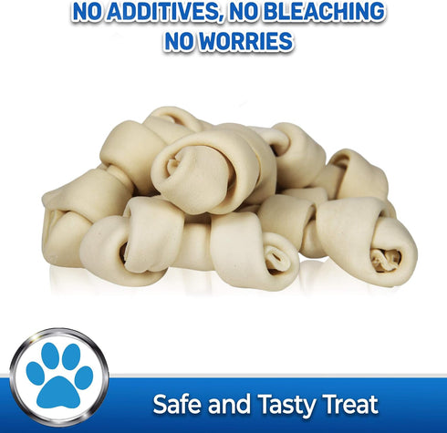 PET MAGASIN Natural Rawhide Bones Chewing Dog Treats, 10-Pack (Small 4-5 Inch)