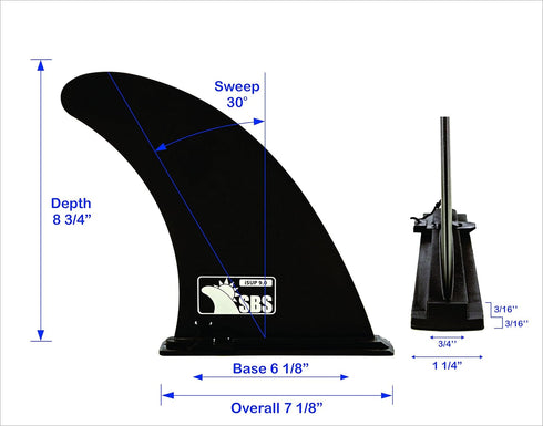 SBS 9" iSUP Fin, Quick Release Slide in Fin for Inflatable Paddleboard