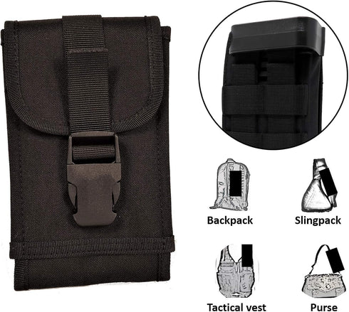 XL Smartphone StrapPack with Clip Front Flap (Black) - Backpack Shoulder Strap Attachment