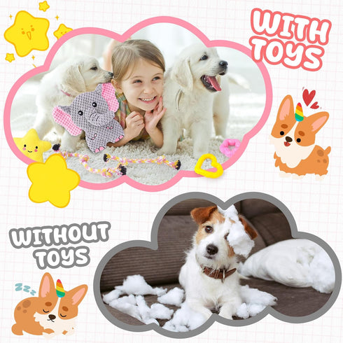 9 Pack XIUGOAL Pink Puppy Toys - Puppy Chew Toys for Teething, Enrichment Dog Toys for Small Dogs to Keep Them Busy