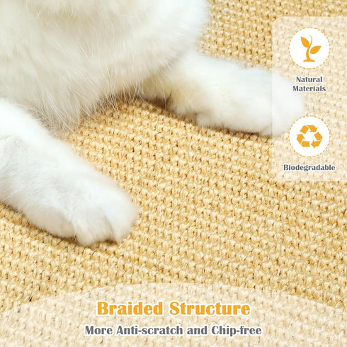 Cat Scratcher Mat Wall Mounted - 14 X 8 Inch Natural Sisal Scratch Pad, Vertical Board with Velcro Tapes