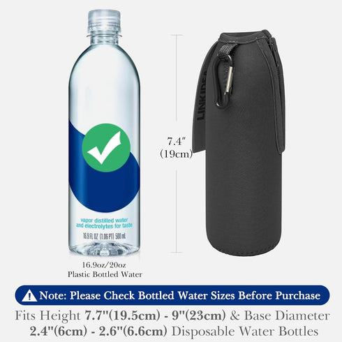 Linkidea 16.9/20Fl Oz, 16.9Fl Oz, (1 Pack/Black) Disposable Water Bottle Sleeve Compatible with Smartwater Evian