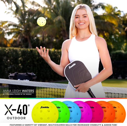 X-40 Franklin Sports Outdoor Pickleballs - Official Ball of USA Pickleball, APP Tour + US Open - Regulation Size