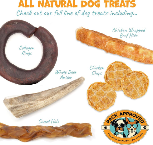 Pack 5 6 Inch 4 Pack Approved Beef Cheek Rolls for Dogs - Natural & Odor-Free Dog Treats - to Medium Beef Hide Dog