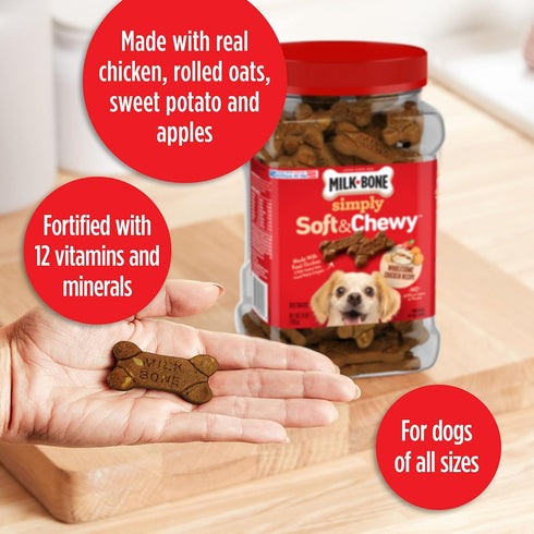 Milk-Bone Simply Soft & Chewy Dog Treats, Wholesome Chicken Recipe, 25 Ounces, Made with Real Chicken