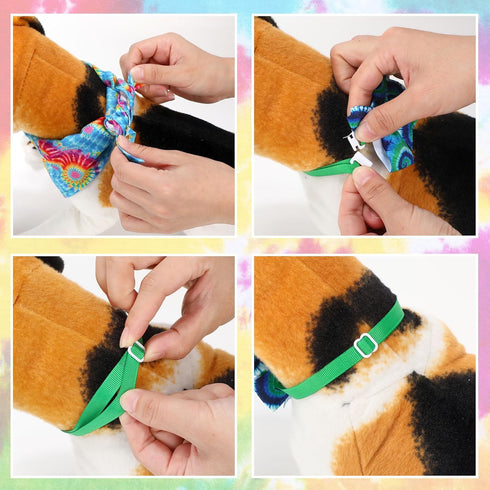 50 Pcs Colorful Dog Bandana Collar Set, Includes 10 Dog Bow Tie, 10 Necktie Collar, 10 Pet Scarf, 10 Dog Bow Flowers,