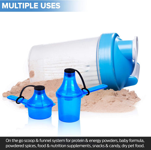 PACK 4, The Scoopie Supplement Container, Scoop, and Funnel System for Pre Workout Powder and Post Workout Protein