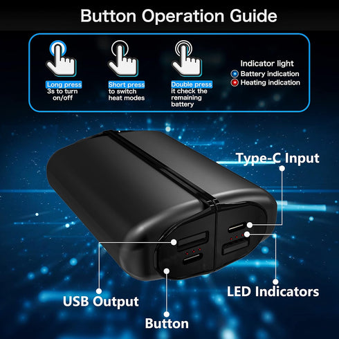 Hand Warmers Rechargeable, 10000mAh Split-Magnetic 2 Pack, Electric Reusable Power Bank for Outdoor Winter