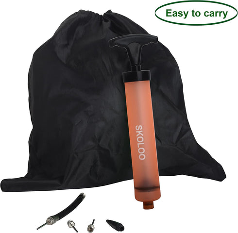 SKOLOO 10" Portable Hand Air Ball Pump Inflator Kit with Nozzle, Needle, Extension Hose for Sports Balls