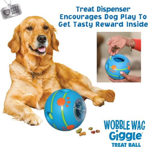 Wobble Wag Giggle Treat Ball, Interactive Dog Toy & Treat Dispenser, Fun Giggle Sounds for Dogs