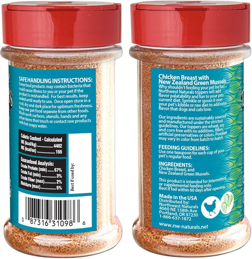 5 Oz (Pack 2) Northwest Naturals Freeze-Dried Chicken Breast with Green Lipped Mussels - Functional Topper - for Dogs